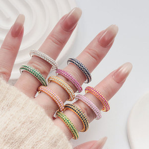 Anillo de Compromiso y Boda Personalizado en Plata con Incrustaciones de Diamantes, Circonita Cúbica Rosa, Verde y Azul, Deslumbrante para Mujeres y Hombres - Product Image 2