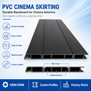 <strong>PVC</strong> Skirting Board <strong>Baseboard</strong> Profile <strong>PVC</strong> Wall Base Molding Click Cinema Auditorium Skirting Custom - Product Image 1
