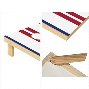 Jeu de Cornhole en bois avec sacs de haricots – Jeu familial d'extérieur – 2 planches, 8 sacs – Design patriotique - Product Image 3