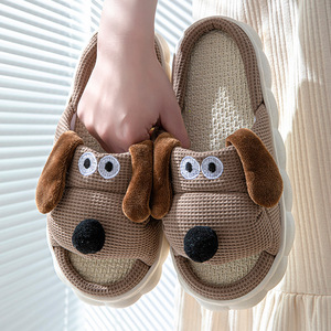 Chaussons en lin à bout ouvert <span class=keywords><strong>pour</strong></span> hommes, femmes et petits chiens, <span class=keywords><strong>pour</strong></span> intérieur et extérieur, sols en bois, toutes saisons, été, commerce transfrontalier, EVA - Product Image 2