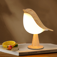 Lampe de nuit LED portable rechargeable au design créatif d'oiseau, lumière chaude, contrôle tactile à intensité variable, lampe de chevet pour la lecture