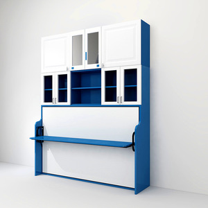 Table pliante multifonctionnelle avec design à pliage latéral, <span class=keywords><strong>lit</strong></span> escamotable, cadre à lattes renforcé, <span class=keywords><strong>lit</strong></span> Murphy, <span class=keywords><strong>lit</strong></span> mural, design moderne en acier - Product Image 5