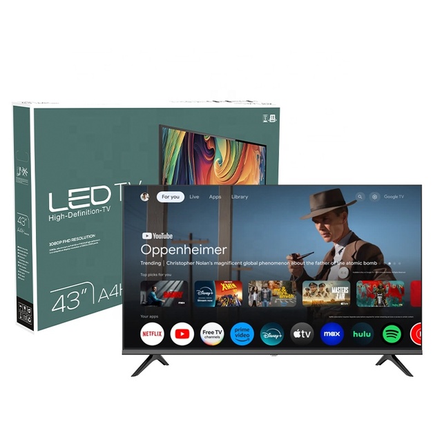 4K Smart LED TV Projection 32-65 Inch Frameless Google Certified Android 14 WebOS NTSC 60Hz Hotel TV Black 1 Year Warranty