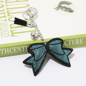 Moda franela <span class=keywords><strong>Cristal</strong></span> Diamantes <span class=keywords><strong>de</strong></span> imitación arco llaveros arco borla llavero alegría arco llavero regalo brillo para niñas Bling llaveros - Product Image 5