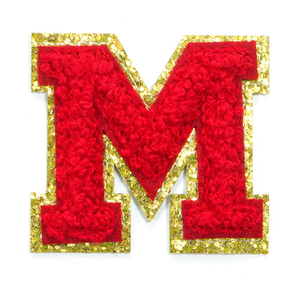 Gros patchs en chenille grand pour enseignant à paillettes dorées personnalisées fer sur Alphabet broderie perlée patchs en chenille - Product Image 6