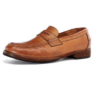 Zapatos de Vestir Negros de Cuero Genuino con Punta Redonda, Sin Cordones, Acolchados, para Todas las Temporadas, Suela de Goma, Entresuela de EVA, Envío Directo - Product Image 1