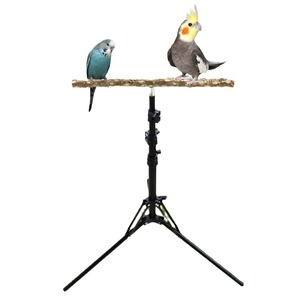 Supporto a Treppiede in Metallo Regolabile per Pappagalli, con Posatoio in Corteccia Naturale Grezza, Stand Portatile per Addestramento di Coccodrilli e Parrocchetti - Product Image 1