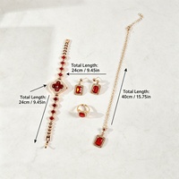 Nouvel ensemble tendance montre, collier, boucles d'oreilles et bague en alliage pour femme - Bestseller transfrontalier pour la Saint-Valentin