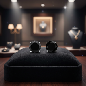 1.00TCW Luxury Real <b>Black</b> Diamond Round Brilliant Cut <b>Stud</b> <b>Earring</b> White Gold Premium Gemstone Jewelry for Women - Product Image 3