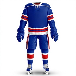 Uniforme de Hockey sobre Hielo Personalizado LONG MISSION INDUSTRY para Hombre, Azul, Rojo y Blanco, Impresión por Sublimación, Transpirable, 100% Poliéster, Ropa de Equipo para Adultos - Product Image 1
