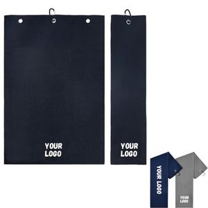 Serviette de sport et de golf en microfibre gaufrée ultra absorbante avec logo brodé personnalisé et crochet en métal, fournie par l'usine - Product Image 1