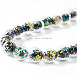 Милые двухцветные стеклянные бусины лэмпворк, 10 мм, ручной работы, импортные, с фольгой, для рукоделия, изготовления украшений, бижутерии, кольца, стеклянные поделки - Product Image 5