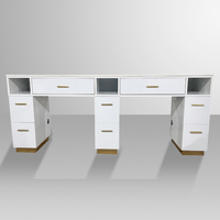 Table de manucure moderne de luxe en MDF avec système de ventilation et aspiration, ensemble double poste à ongles avec plateau en marbre pour salon de beauté