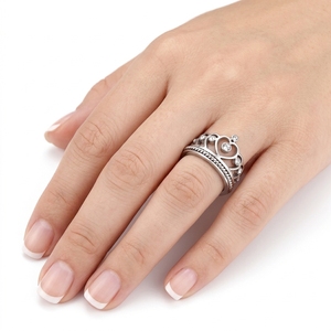 <span class=keywords><strong>Tiara</strong></span> di Lusso da Principessa con Zirconia Incastonata, Placcata in Oro 18K, Impermeabile, Gioiello di Moda per Donne, Anello a Corona in Acciaio Inossidabile 316L - Product Image 3