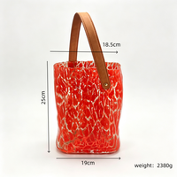 Vase en verre en forme de sac à main avec poignée, couleur naturelle, vase pour fleurs, centre de table, décoration intérieure, OEM ODM