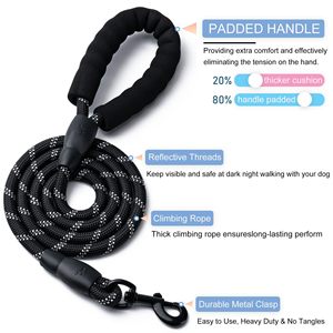 Laisse pour chien en nylon réfléchissant épaisse et résistante, laisse pour chien en corde d'escalade tressée avec une forte force de traction, réglable - Product Image 2