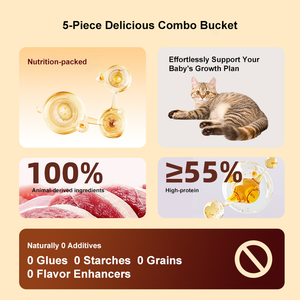 อาหารแมวออร์แกนิคแบบฟรีซดราย รสไก่ เป็ด แซลมอน 5 ถัง ช่วยระบบย่อยอาหารและสุขภาพขน โปรตีนสูง - Product Image 3