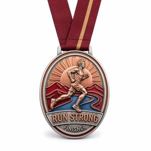 Médaille personnalisée de marathon 5K avec rubans, médaille en alliage de zinc émaillé doux or et violet pour événements sportifs à thème religieux - Product Image 3
