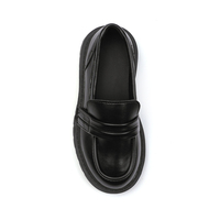 Chaussures Scolaires Noires en PU Mat à Semelle Épaisse pour Enfants, Mocassins Uniformes pour Filles, Vente en Gros Usine, Rentrée Scolaire Élèves du Primaire
