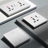 Interrupteurs électriques muraux en verre trempé blanc britannique Prises de charge rapide Usb Type C 20W avec interrupteurs lumineux à LED