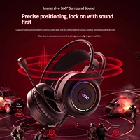 Casque de jeu filaire USB AOC GH320, circum-auriculaire, avec haut-parleurs de 50 mm, éclairage RGB arc-en-ciel, son surround 360°, micro, pour PC, ordinateur portable, gamer, ROHS