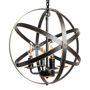 Lustre LED moderne en acier inoxydable noir, luminaire suspendu rond, base d'ampoule E26, durée de vie de 25 000 heures, pour salon - Product Image 1