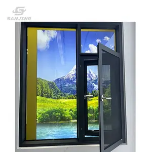 Ventanas de aluminio estándar australiano porte et fenetre ventana abatible de doble vitrage de aluminio con ventana de pantalla