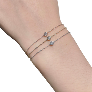 Round Lab Grown Diamond Moissanite Stone Bezel Setting Chain & Link <b>Bracelet</b> for Women Party Wear Daily Wear Minimal Office - Product Image 1