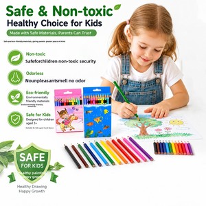 Ensemble de 12 crayons de couleur non solubles à thème de dessins animés, spécialement conçus pour la peinture artistique des élèves du primaire - Product Image 6