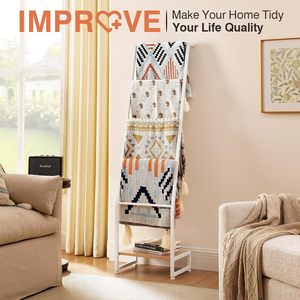Ladder <b>Towel</b> <b>Rack</b> Freestanding Black Metal Blanket Holder Wall Leaning <b>Towel</b> Stand - Product Image 4