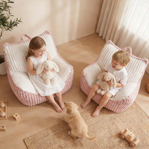 Sofá Infantil Portátil de Tela de Pana Resistente, Relleno de Espuma, Cómodo Sillón Tipo Puff para Dormitorio Infantil, Gran Venta - Product Image 2