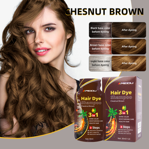 Meidu champu para tinte de pelo couverture noircissante gris 3 en 1 sachet permanent de shampooing de teinture pour cheveux noirs pour cheveux blancs à noirs