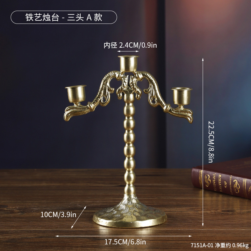 เชิงเทียนเหล็กดัด 7151A-01 - แบบสามหัว รุ่น A