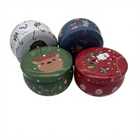 Ensemble cadeau de bougies parfumées de Noël de la marque Hongli, contenants ronds en étain, bougies en cire de soja, combustion longue durée, modèle HL-0009, Chine, Zhejiang