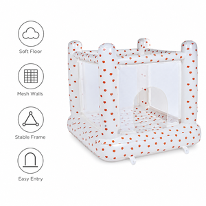 Parc de jeu gonflable pour bébé avec structure carrée en PVC souple, parois en maille respirante et entrée frontale zippée pour marque privée - Product Image 2