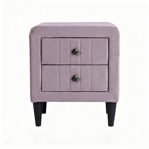 Modern Light Pink Velvet Nightstand 2 <b>Drawers</b> Upholstered Bedside Table 20 Wide Bedroom <b>Storage</b> <b>Drawer</b> - Product Image 2