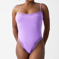 SK1204 76% nylon 24% spandex femmes dentelle body réglable Spaghetti sangle bas caché fixation une pièce body