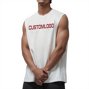 Débardeur blanc sans manches pour homme, col rond, séchage rapide, polyester, imprimé lettres sur le devant, vêtements de sport décontractés - Product Image 2