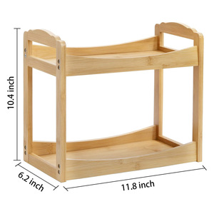 Wooden Desktop Storage <b>Rack</b> 2 Tier Rectangle Multipurpose Organizer For <b>Kitchen</b> Snacks Spices Cosmetics Bathroom Toiletries - Product Image 3