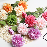 Fleur artificielle en soie Dahlia à 3 têtes de 75 cm, faite à la main, de haute qualité, pour la vente en gros, décoration de table pour Noël, la fête des Mères et les mariages