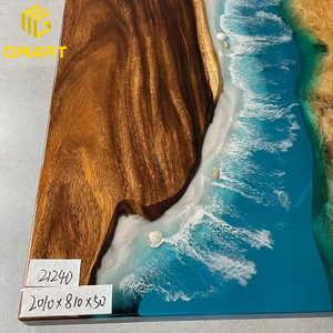 Meubles de salon indonésiens Gmart, <span class=keywords><strong>acheter</strong></span> des lampes en pierre 3D avec feuilles polies de 40 mm, tables en résine époxy avec fleurs et chaises - Product Image 3