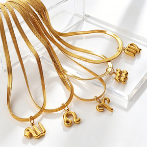 Collier avec initiale en or, chaîne serpent en acier inoxydable, pendentif, bijoux, cadeau personnalisé pour femmes - Product Image 5