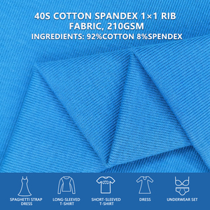Tissu côtelé 1x1 en coton et élasthanne 40S, 210 g/m², largeur 177 cm, extensible dans les deux sens, matière tricotée pour vêtements, t-shirts et sous-vêtements. - Product Image 2