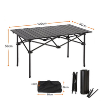 Table pliante en acier au carbone de petite taille, portable pour le camping, table roulante en métal pour l'extérieur
