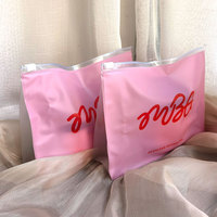 Sac Cosmétique de Voyage Transparent Rose en PVC, avec Fermeture Éclair et Logo Personnalisé, pour Articles de Toilette et Maquillage, Imperméable, Vente en Gros