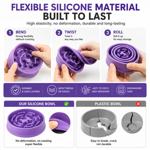 Nouveau bol <span class=keywords><strong>anti</strong></span>-anxiété pour chien avec logo personnalisé, bol à alimentation lente pour chien, puzzle d'alimentation, vente en gros, bol à alimentation lente en silicone pour chien - Product Image 5