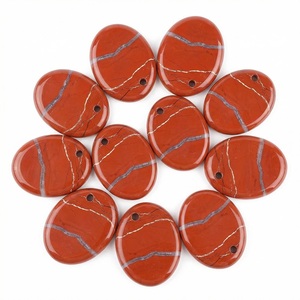 Colgantes Ovalados de Piedra Natural al por Mayor, Cuentas Ovaladas Planas con Orificio Lateral para Fabricación de Joyas DIY, Amuletos de Cristal Curativo para Collares - Product Image 5