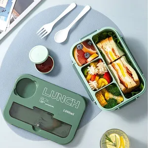 Compartment 1300ML Portable <b>Lunch</b> <b>Box</b> Kids Students Office with Fork Spoon Microwave Food Storage Container Carton <b>Packed</b> - Product Image 3