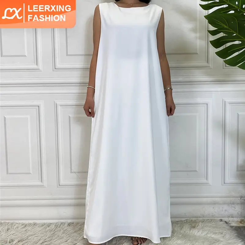 6595# 12 Colors Muslim Inner Slip Dress Chic Women Casual Wear Sleeveless Maxi Dresses for Islamic Abaya