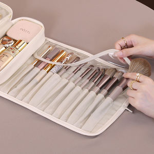 Bote de cuero Pu resistente al agua, bolsa de cosméticos, organizador de brochas de maquillaje, brocha de maquillaje magnética, bolsa enrollable, tema de agua - Product Image 5